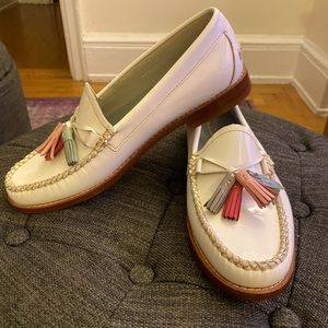 White leather loafers w/ color tassel never worn